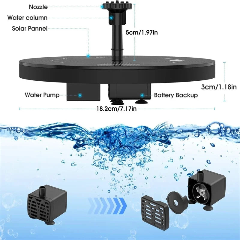 Floating Solar Garden Fountain